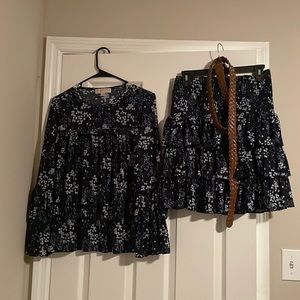 Michael Kors long sleeve shirt and skirt set